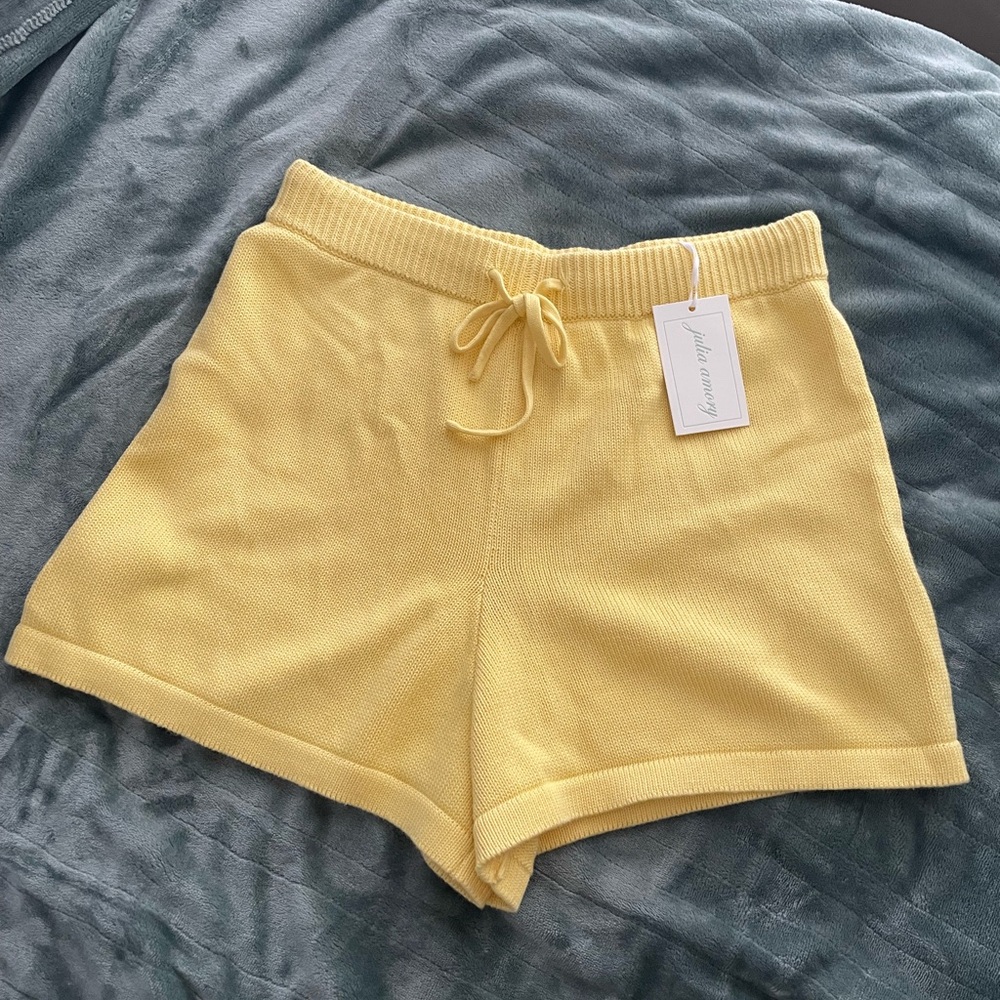Julia Amory Yellow Knit Shorts
